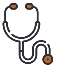 Icon Showing Stethoscope symbolizes theraphy treatment clinics