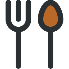 Icon of a spoon and for symbolizes a gourmet meals