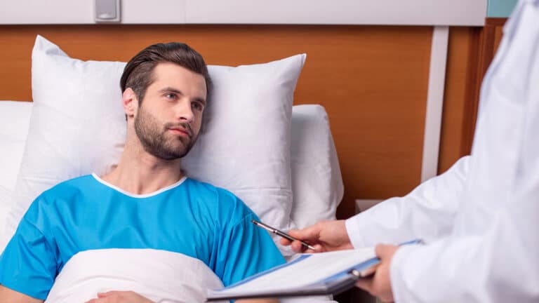 Male patient in hospital