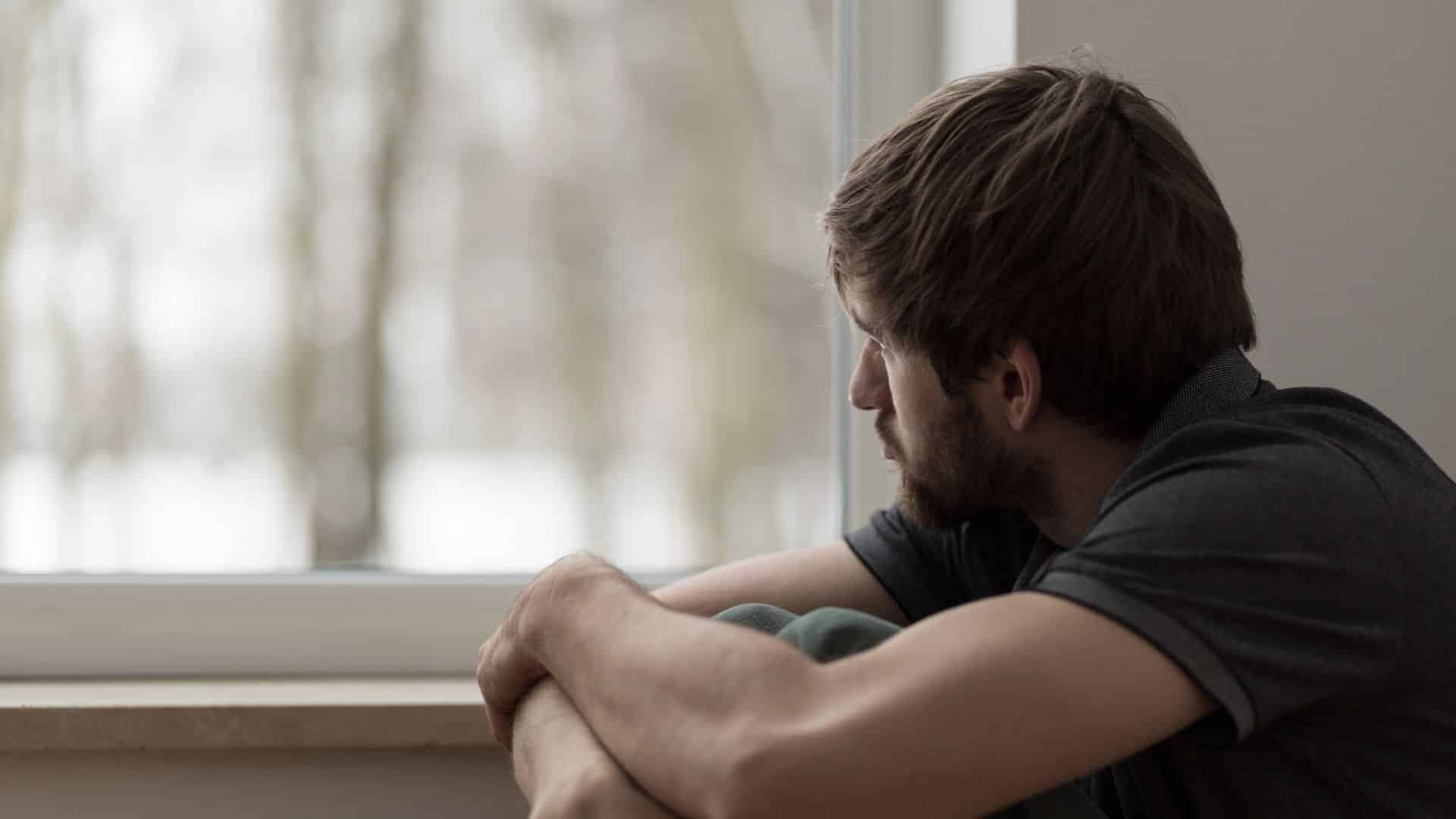 Young man suffering for depression