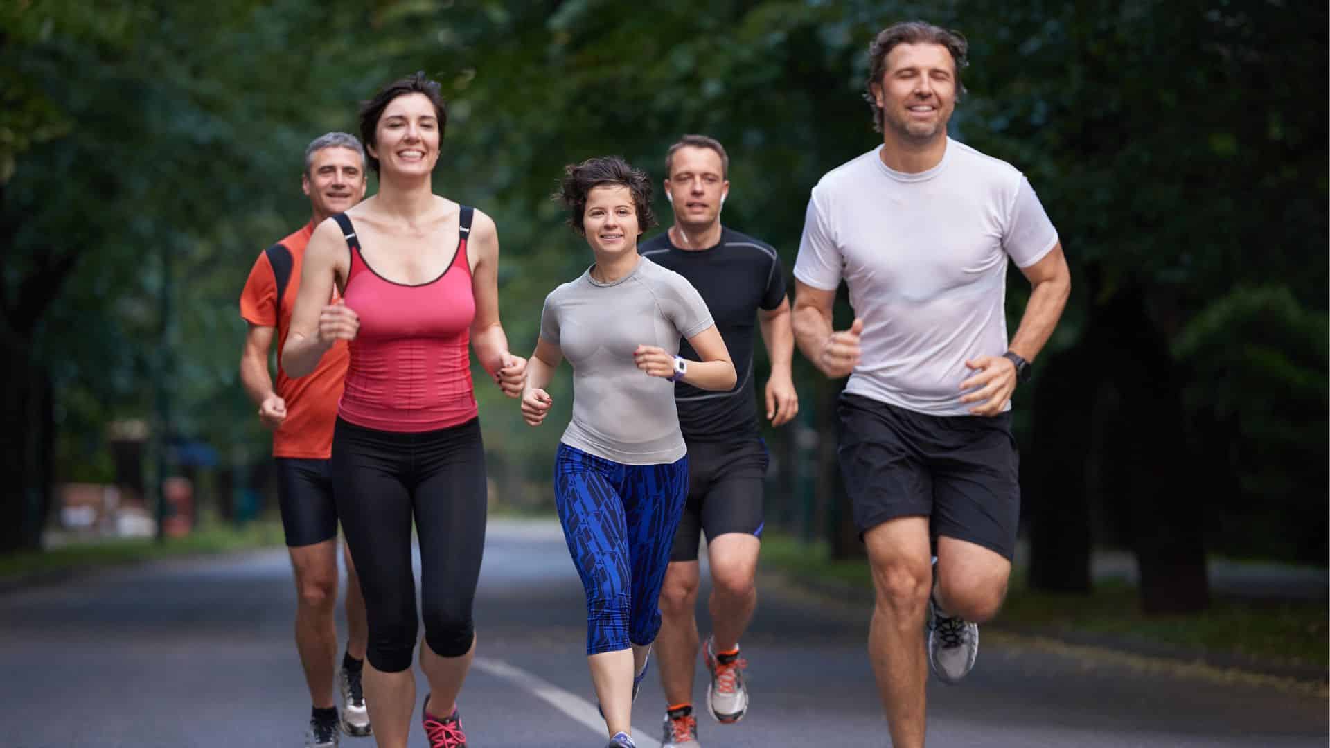 People group jogging