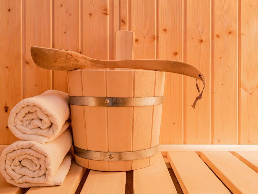 Sauna accessories in a small private sauna