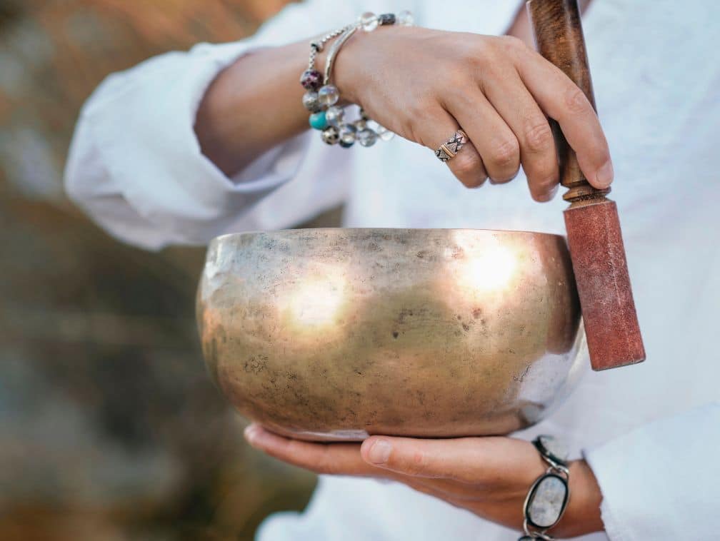 Tibetan singing bowl in sound therapy