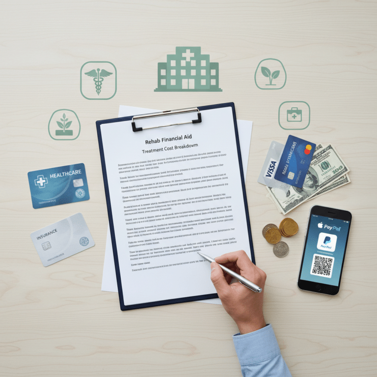Rehab financial aid and treatment cost breakdowns with insurance, healthcare, and payment options.