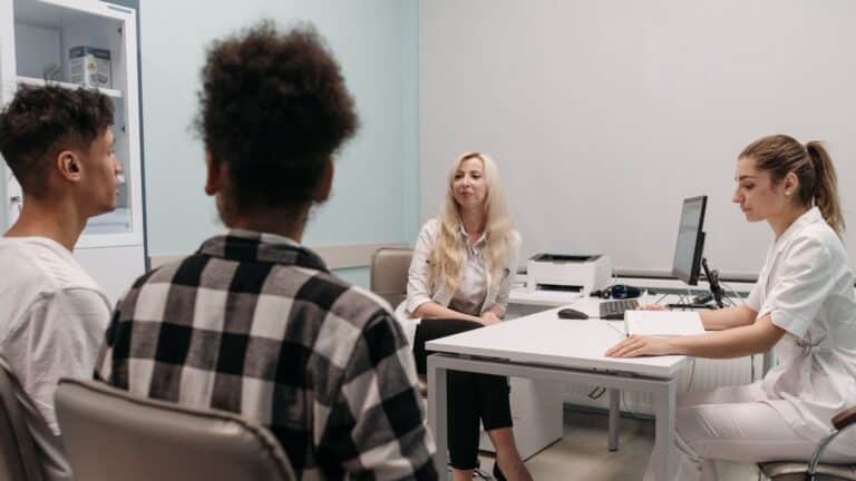 Doctors talking with patients during a medical appointment