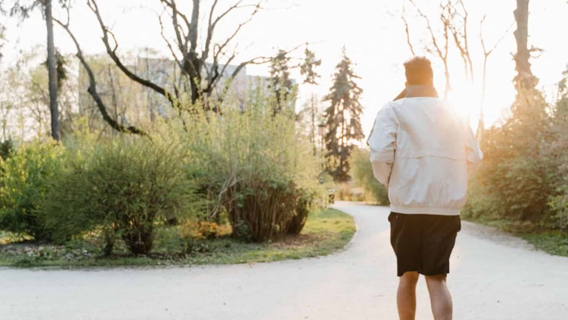 a man going outside to exercise
