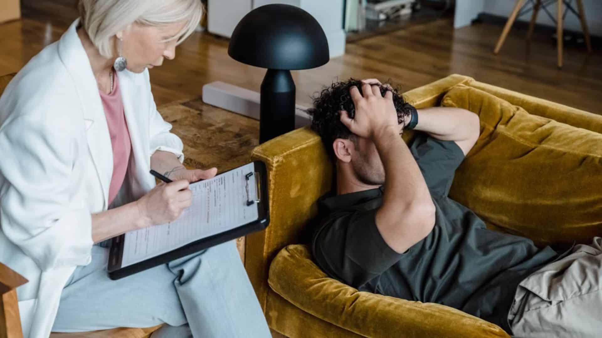 man at a therapy session
